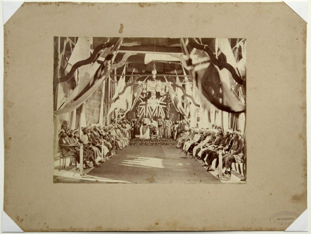 Maharana Sajjan Singh of Udaipur at durbar in Chittor after being awarded the GCSI by Lord Ripon